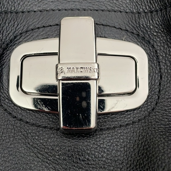 B Makowsky Black Leather Handbag - Picture 2 of 10